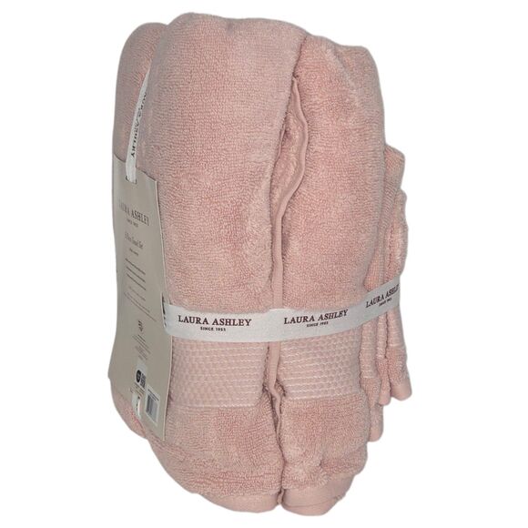 Laura Ashley 6pc Pink Petal Cotton Towel Set Zero Twist 2Bath 2Hand‎ 2Washcloths - Picture 4 of 7